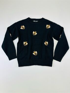 Gabby Isabella bumble bee sweater Small NEW crew neck Honey Bee Preppy Casual